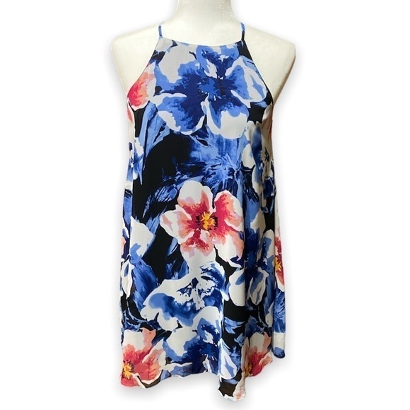 Nwt Lulu’s Here and Luau Navy Blue Floral Print Swing Dress Women’s Size XS - Picture 4 of 13